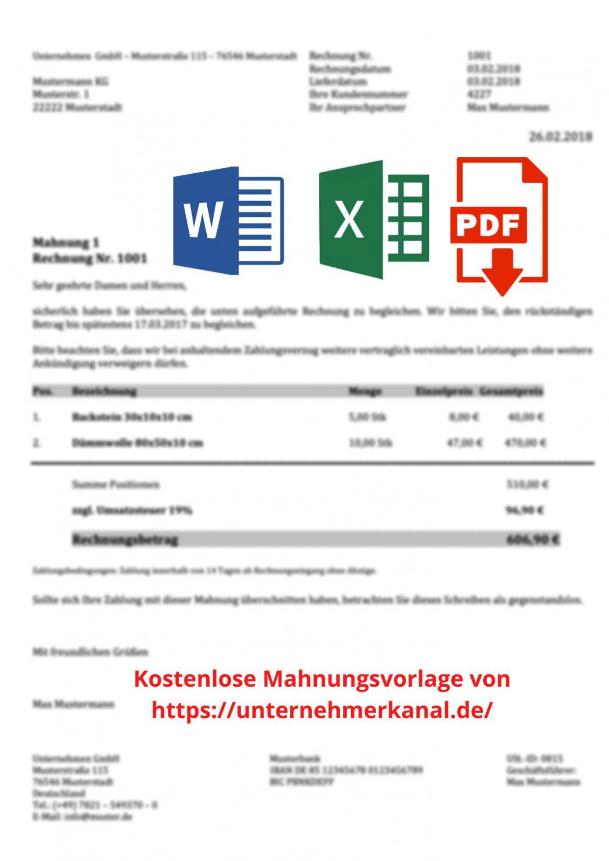 Mahnungsvorlage Kostenlose Muster F r Mahnungsschreiben 