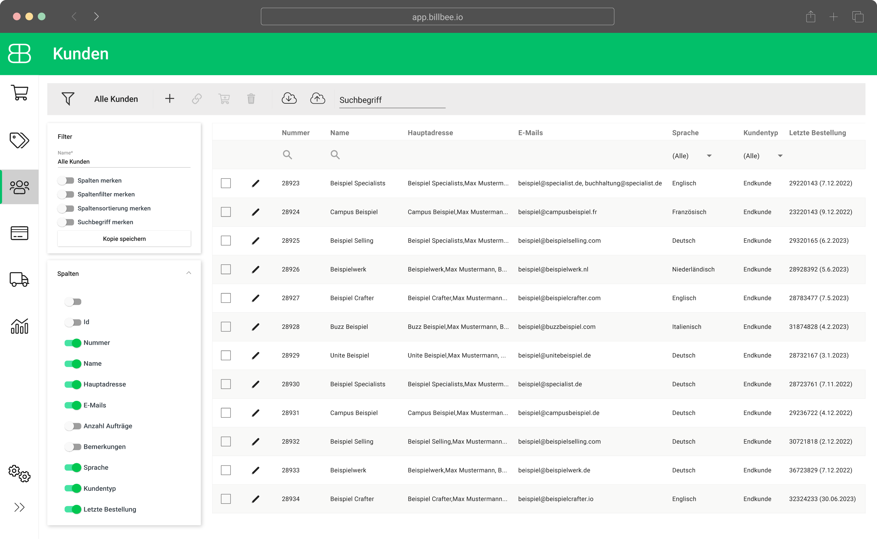 Kunden verwalten mit Billbee