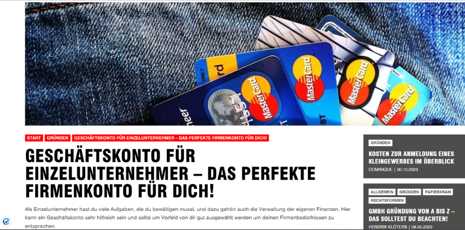 Geschäftskonto für Kleinunternehmer